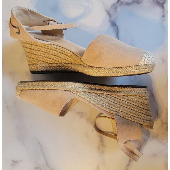 Schutz Womens Wedge Espadrille Heel Platform Sandals Ankle Strap Pink Beige 10 B - Picture 6 of 11